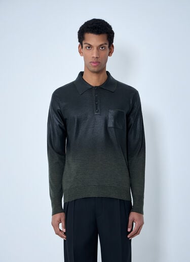 Maison Margiela Long Sleeve Polo Shirt Green mla0164004