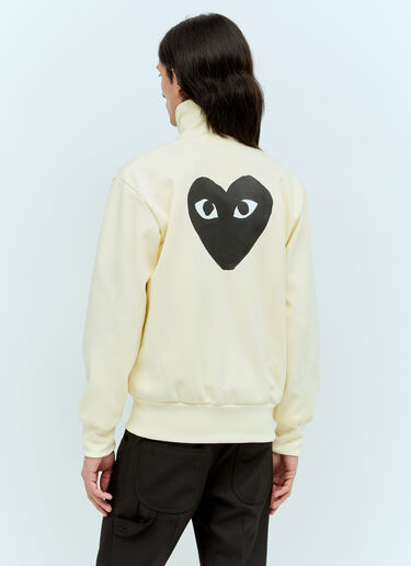 Comme Des Garçons PLAY 徽标贴饰拉链运动衫  米色 cpl0355026