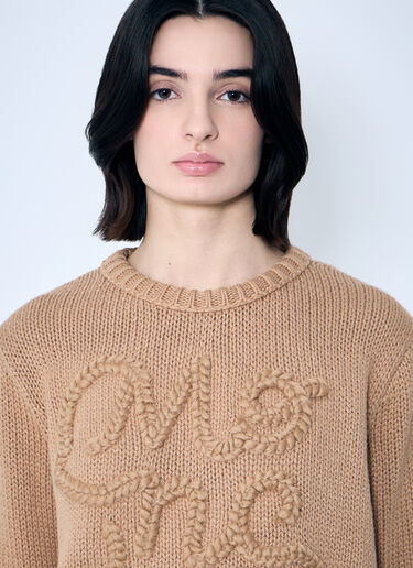 Moncler Logo Embroidered Sweater Beige mon0259038