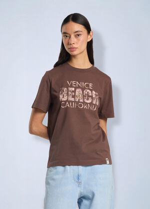 Palm Angels Cali Vibes Regular T-Shirt Brown pma0266202