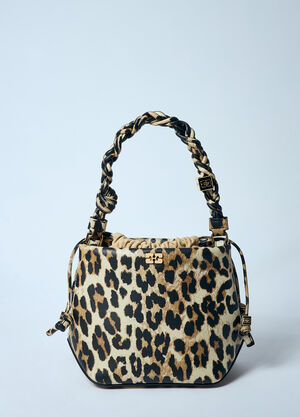 GANNI Leopard Bou Bucket Bag Brown gan0259002
