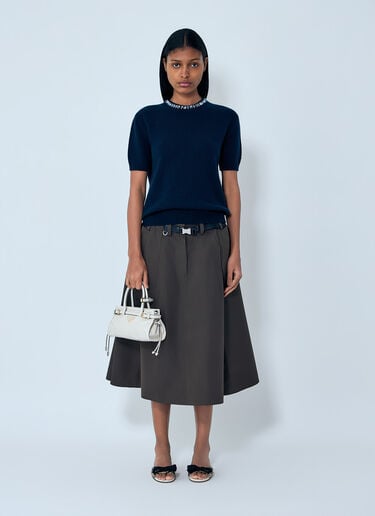 Prada Wool and Cashmere Crew-Neck Sweater Blue pra0263005