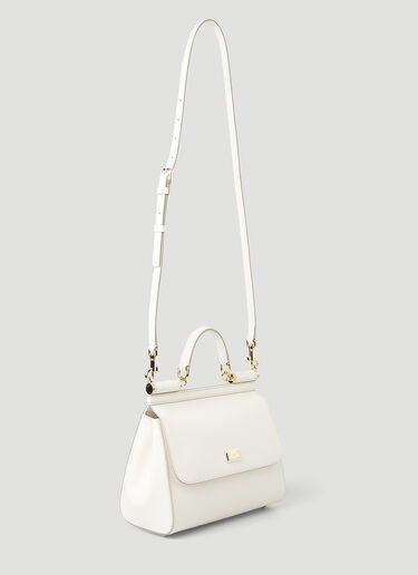 Dolce & Gabbana Sicily Dauphine Leather Small Handbag White dol0245040