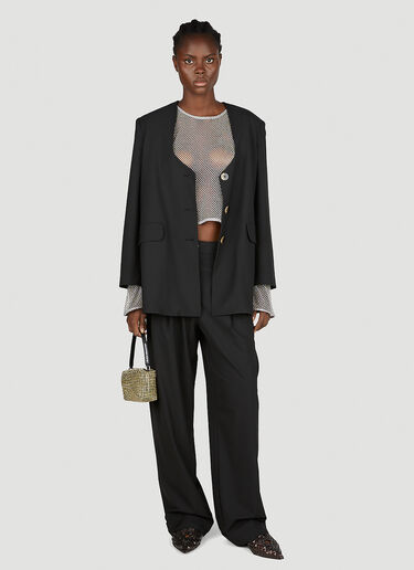 GANNI Drapey Melange Oversized Blazer Black gan0252019