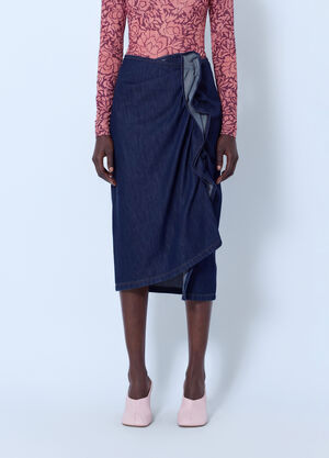 Dries Van Noten Sinas Ruffle Denim Midi Skirt Navy dvn0265009