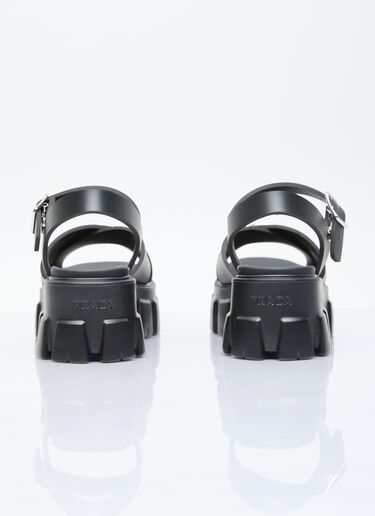 Prada Logo Plaque Rubber Sandals Black pra0256025