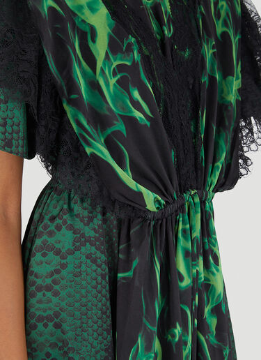 Vetements Smoke Python Print Double Dress Green vet0246003