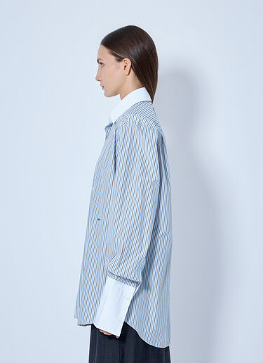 Prada Striped Poplin Long-Sleeved Shirt Blue pra0266031