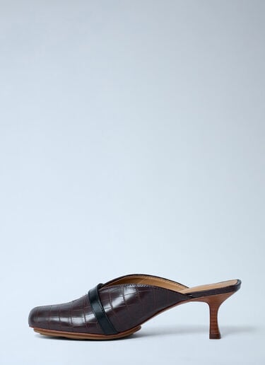 Sue Croc-Embossed Heeled Mules GANNI Sue Croc-Embossed Heeled Mules Brown gan0262017