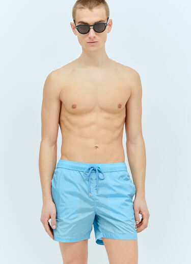 Moncler Logo Patch Swim Shorts Blue mon0155015