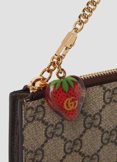 Gucci Double G Strawberry Clutch Bag Brown guc0251133