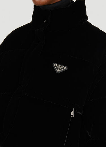 Prada Velour Puffer Jacket Black pra0249004