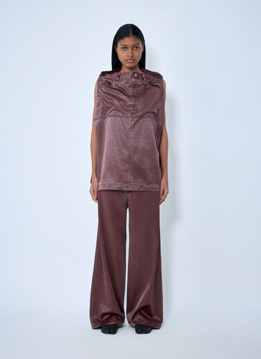 Issey Miyake Satin Denim Sleeveless Top Brown ism0263002