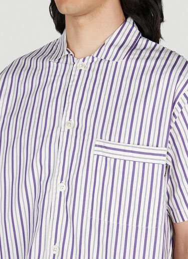 Tekla Lido Stripe Short Sleeve Pyjama Shirt Purple tek0353017