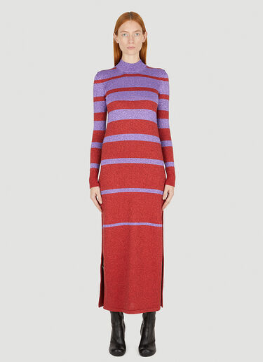 Rabanne Metallic Stripe Long Dress Red pac0251001