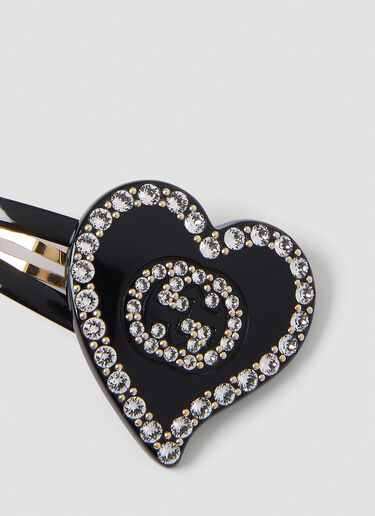 Gucci Interlocking G Heart Hair Clip Black guc0253168