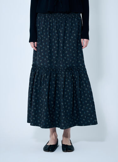 GANNI Floral Printed Maxi Skirt Black gan0259041