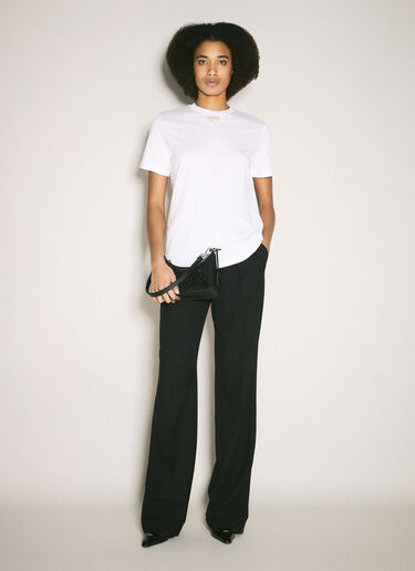 Prada Embroidered Triangle T-Shirt White pra0259018