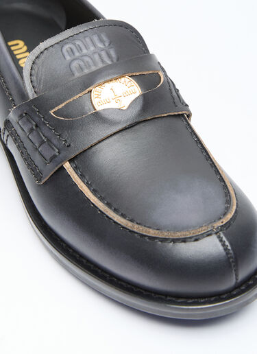 Miu Miu Leather Penny Loafers Black miu0257017