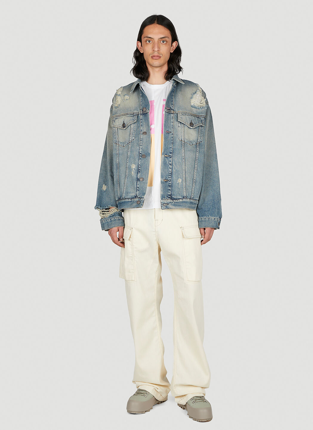 Acne Studios Distressed Denim Jacket in Blue LN CC
