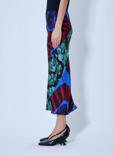 LN-CC® - Dries Van Noten: Abstract Pattern Midi Skirt - Red Dries Van Noten Abstract Pattern Midi Skirt Red dvn0265010