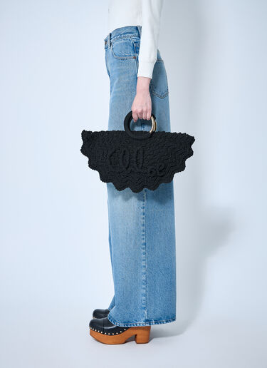 Chloé Small Bracelet Paravent Crochet Tote Bag Black chl0260027