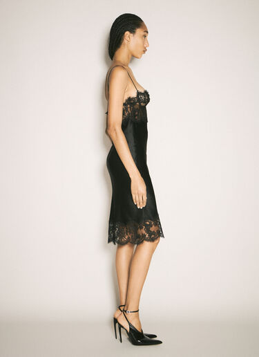 Saint Laurent Lace And Silk Slip Dress Black sla0257015