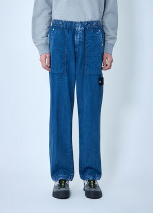 Stone Island Elasticated Denim Cargo Trousers Blue sto0164031