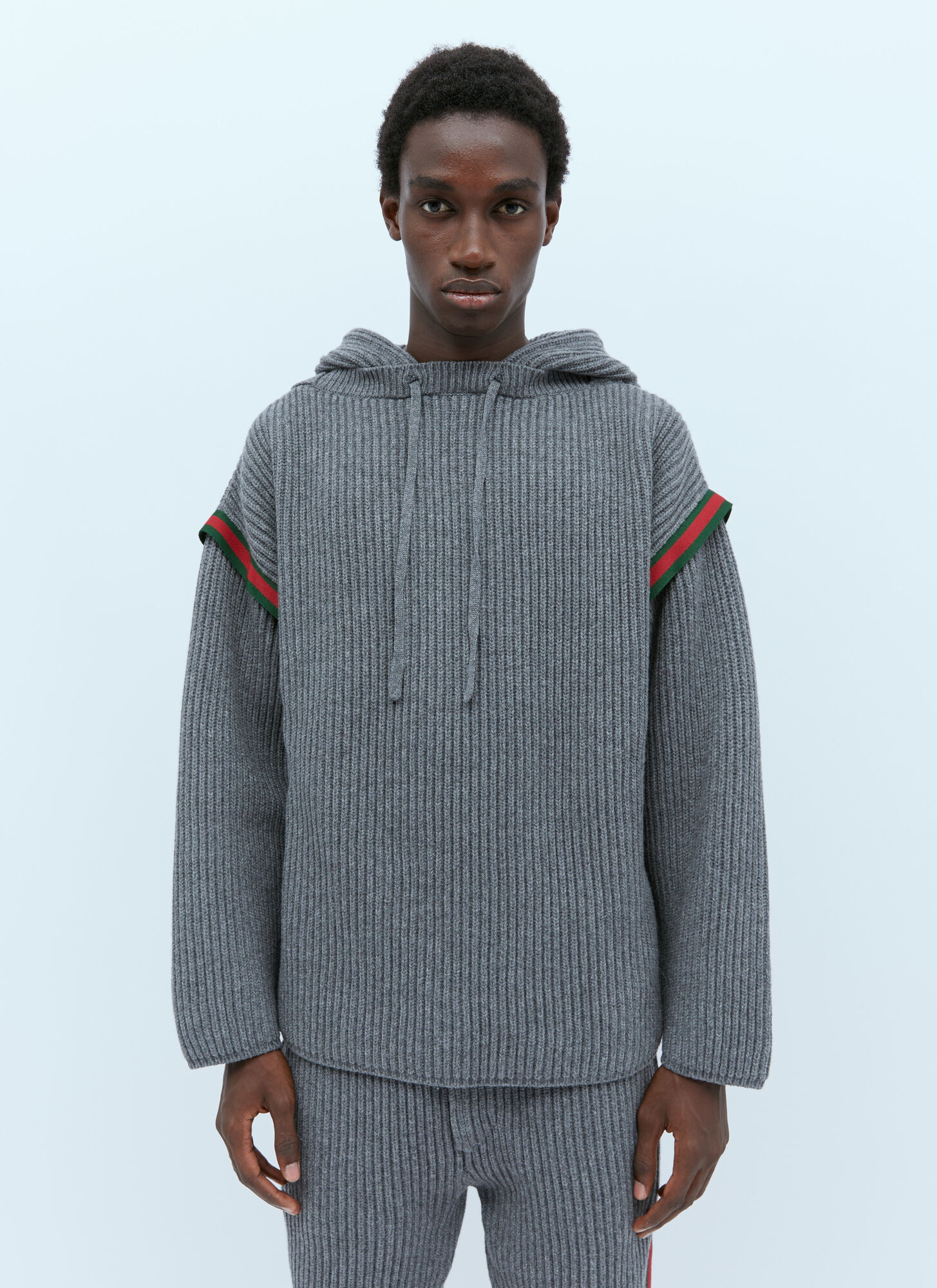 Shop Gucci Wool Cashmere Hooded Sweater In Grey