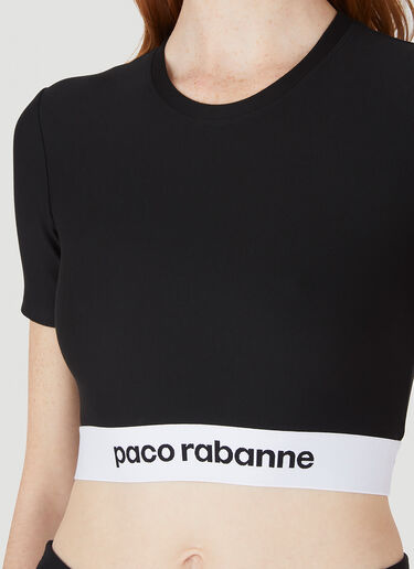 Rabanne Logo Tape Cropped Top Black pac0248006