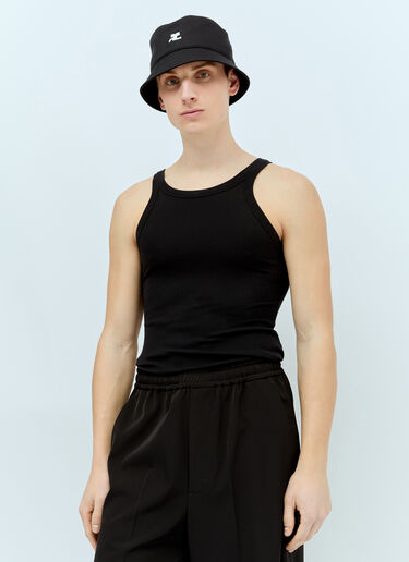 Courrèges 로고 자수 버킷 햇  블랙 cou0356002