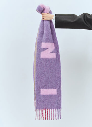 Marni 맥시 로고 모헤어 & 울 스카프 퍼플 mni0257017