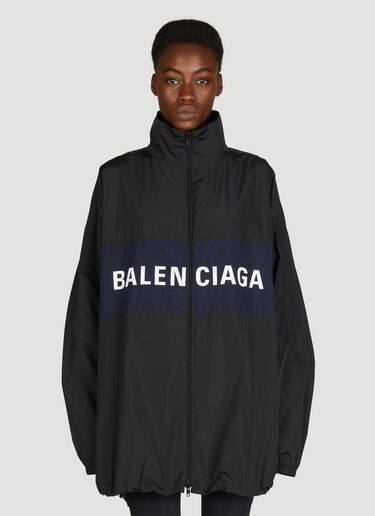 Balenciaga Logo Print Zip-Up Jacket Black bal0255006
