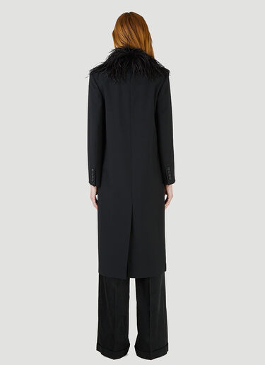 Saint Laurent Faux-Fur Trimmed Coat Black sla0244008