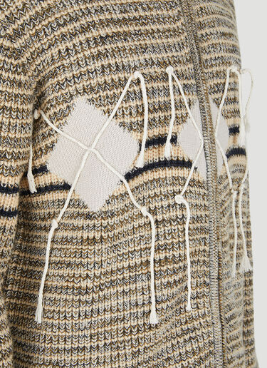 Wynn Hamlyn Men's Argyle Zipper Sweater Beige wyh0148013