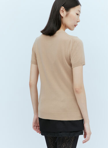 Logo Embroidery Cashmere Sweater Miu Miu Logo Embroidery Cashmere Sweater Beige miu0254006