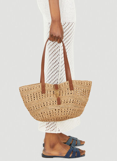 Saint Laurent Panier Raffia Tote Bag Beige sla0247161