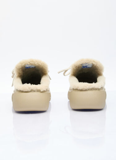 Suede And Shearling Stony Mules Burberry Suede And Shearling Stony Mules Beige bur0255057