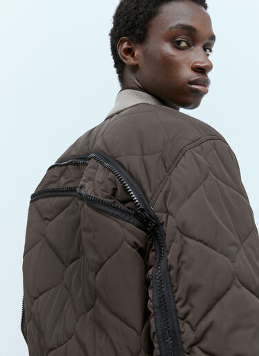 Dries Van Noten Men's Quilted Zip Bomber jacket in Brown