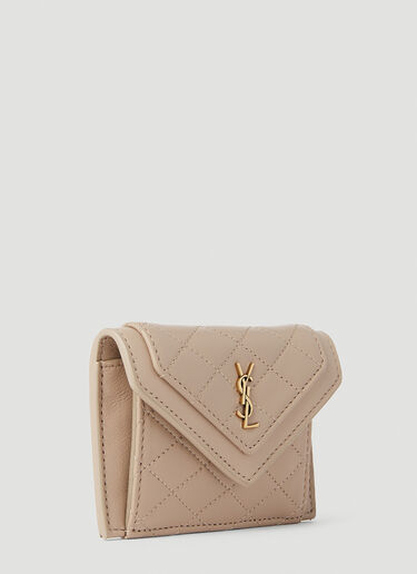 Saint Laurent Quilted Logo Plaque Wallet Beige sla0251065