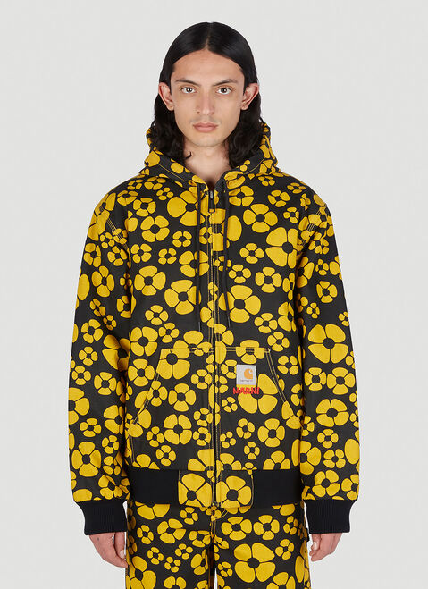 Marni x Carhartt Floral Print Hooded Jacket White mca0150012