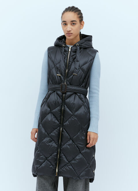 Rokh Long Quilted Gilet Brown rok0254009