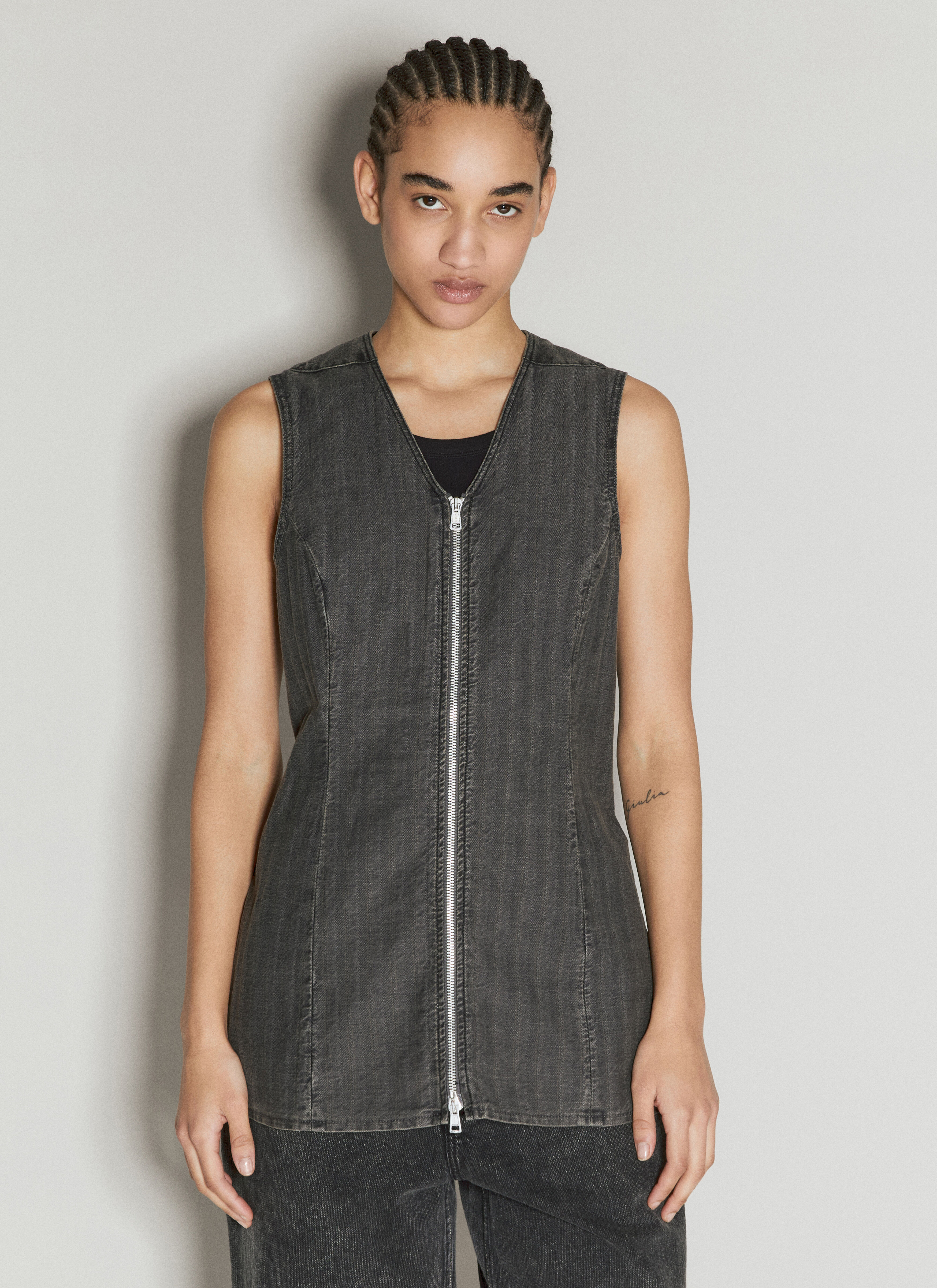 Our Legacy Biker Zip-Up Vest Grey our0257007