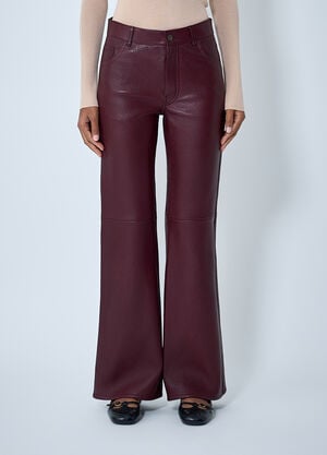 Chloé Flared Leather Pants Red chl0262008