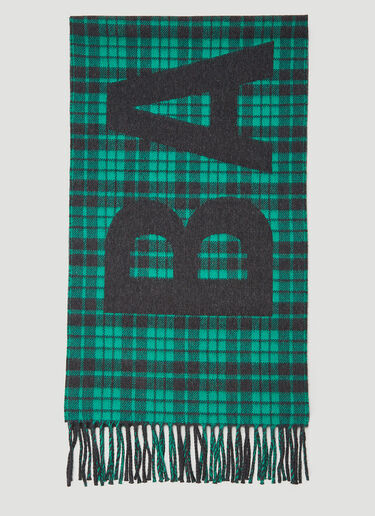 Logo Motif Tartan Scarf Balenciaga Logo Motif Tartan Scarf Green bal0143055