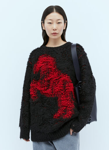 Stella McCartney Pixel Horse Jacquard Knit Sweater Black stm0254005