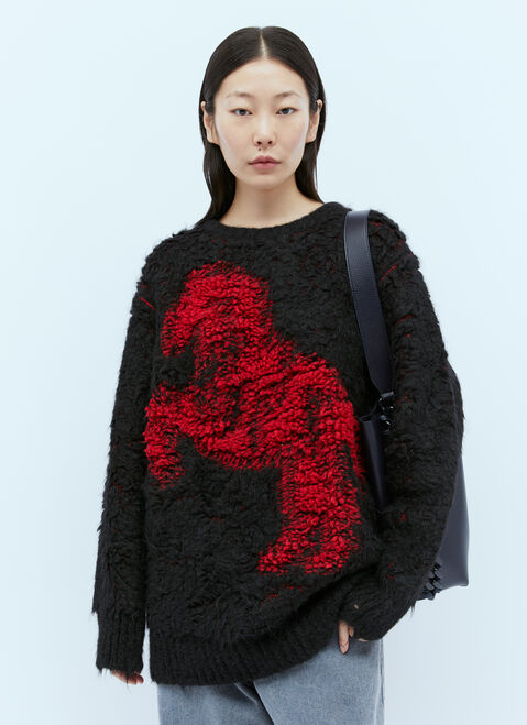 Stella McCartney Pixel Horse Jacquard Knit Sweater Black stm0254005