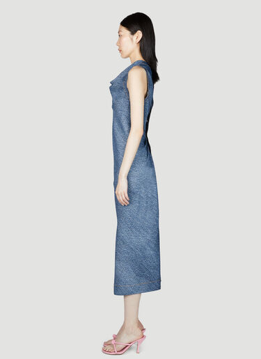 Bottega Veneta Denim Print Midi Dress Blue bov0255008
