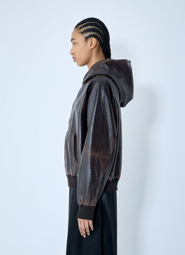Prada Leather Hooded Jacket Brown pra0360001