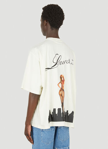 Lourdes Logo Print Graphic T-Shirt Cream lou0149005